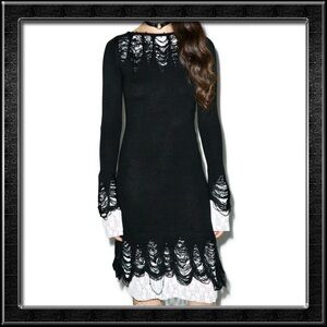 Black White Knit Lace Dress